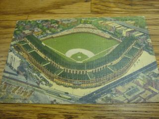Vintage 1950s Chicago Cubs Wrigley Field Postcard - 243 Linen -
