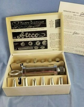 Vintage Ateco Icing Set 556 With Decorator & 12 Piping Tips