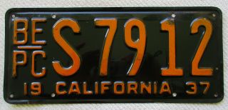1937 California Be/pc (board Of Equalization/pneumatic Commercial) License Plate
