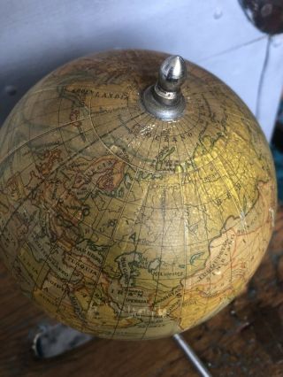A Vintage World Globe " Dalmaue Carles Pla " 6 Inch On Metal Stand
