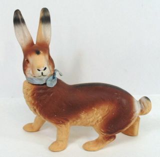 Antique German Paper Mache Rabbit Candy Container Large 8 3/4 " Tall