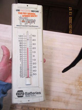 Vintage Napa Auto Parts Advertising Thermometer Fry Babies Battery,  Gas Oil Sign