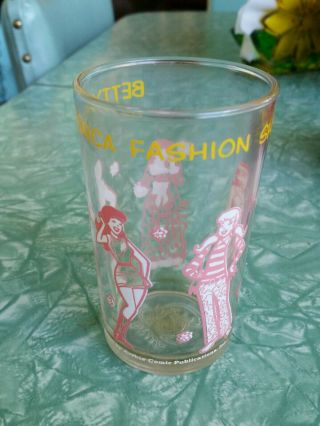 Archies Glass Tumbler Betty Veronica Fashion Show Jam Jelly Vintage 1971