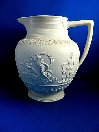 Antique Early 19thc Large Herculaneum Fine Stoneware Ewer 1805 - Lord Nelson