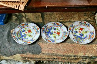 Vintage? Set Of 3 Blue Carnation Salad Plates 8 1/4” Made In Italy