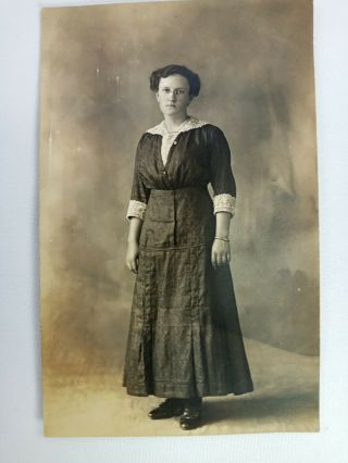 Vintage Postcard Young Women In A Dress Portrait Olive 1915