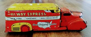 Vintage Antique 1940s Marx Hi - Way Express Delivery Truck Tin Litho
