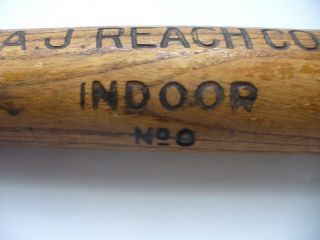 Baseball Bat Aj.  Reach " Thin " Indoor Series Model Number 0.  Early 1900 