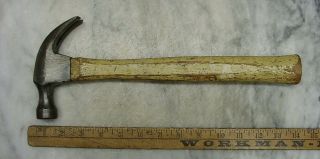Old Tools,  Vintage Unbranded Curved Claw Hammer,  1lb.  6.  1oz,  Exc Steel & Handle