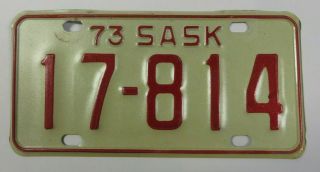 Vintage 1973 Saskatchewan Province,  Canada Motorcycle License Plate Tag 17 - 814
