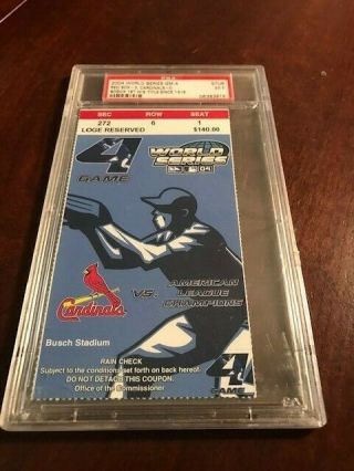 2004 Boston Red Sox World Series Game 4 Clinching Ticket Psa 5 Ex