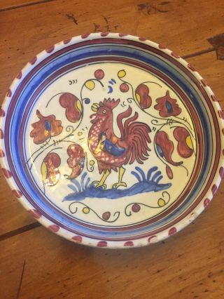 Vintage Ceramic Rooster Serving Dish.  Made In Spain.  Handmade.  9.  5 " Diameter