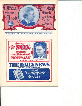 1929 Chicago White Sox York Yankees Unscored Program Babe Ruth