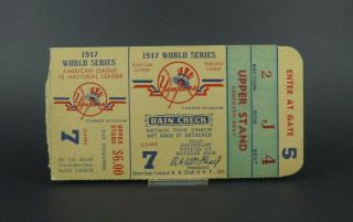 1947 World Series Game 7 Ticket Stub Dodgers 2 - Yankees 5