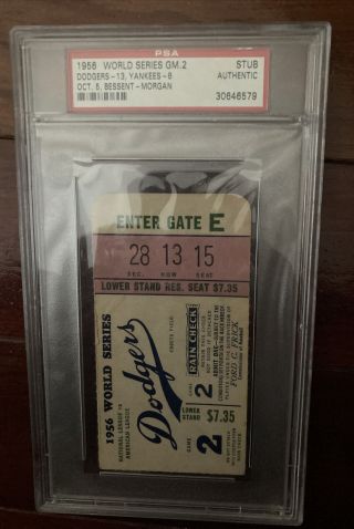 1956 World Series Ticket Stub Psa Authentic Game 2 Dodgers Yankees baseball 2
