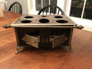Antique German Toy Tin Stove With Pots And Pans 2