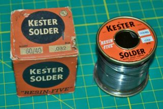 1 Vintage Kester 60/40 Resin Five Core Solder.  032 13oz