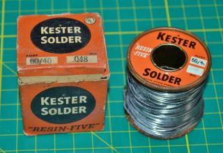 1 Vintage Kester 60/40 Resin Five Core Solder.  048 14oz