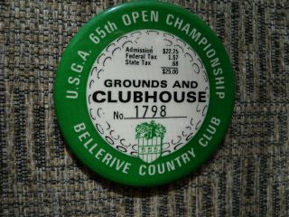 1965 Usga 65th Us Open Golf Championship Ticket Badge Bellerive Cc Stl Louis Mo