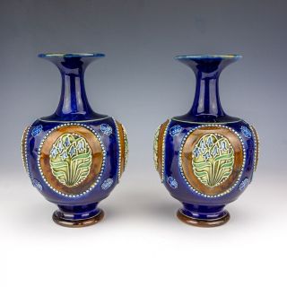 Antique Royal Doulton Stoneware Pottery - Art Nouveau Vases