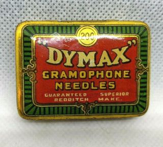 Vintage Dymax Gramophone Needles 200 Tin Redditch Made In England Superior