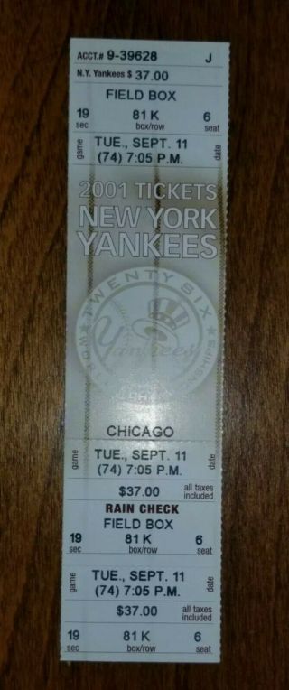 York Yankees Vs Sox 9/11 World Trade Center Ticket - 2 Tix