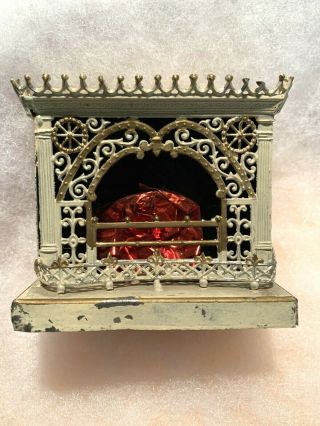 Antique Miniature Doll House Fireplace Tin