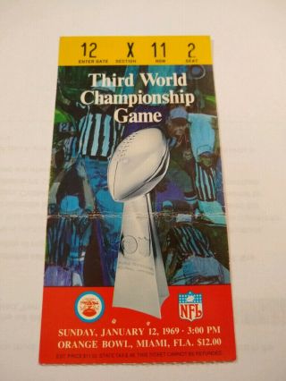 1969 Bowl Iii Ticket Stub Jets Vs Colts