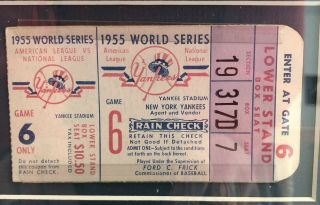 1955 World Series Ticket Stub - Game 6 Breoklyn Dodgers Vs York Yankees