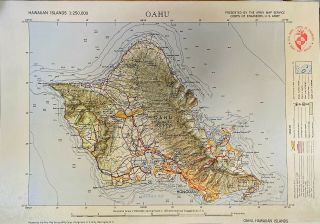 Raised Relief Map Of Oahu,  Army Map Service,  Corps Of Engineers,  U.  S.  Army