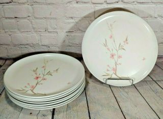Vintage Set Of 8 Melmac By Kenro 9 3/4 " Pink Floral Plates