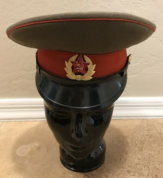 Military Vintage Ussr Russian Army Hat W/ Insignia Soviet Union Soldier Wool