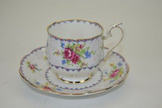 Vintage Royal Albert England Bone China Petit Point Pattern Tea Cup Saucer Set