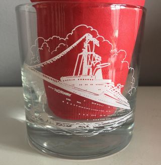 Ss Norway Ncl Norwegian Caribbean Line Cruise Glass Rocks Bar Glass Vintage