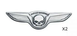 Harley Davidson - Skull With Wings Chrome Medallion (x2)