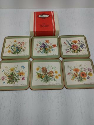 Vintage Pimpernel North American Wild Flowers 6 Coasters Cork Back Box Uk