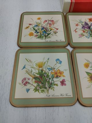 Vintage Pimpernel North American Wild Flowers 6 Coasters Cork Back Box UK 2