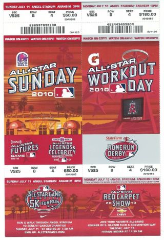 2010 Mlb All Star Futures Game Ticket Mike Trout Angel Stadium Debut & Hr Derby