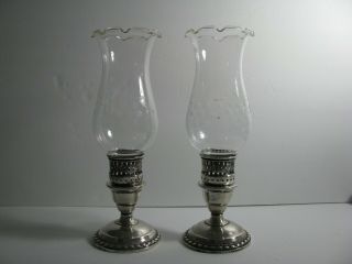 La Pierre Sterling Silver Candle Holders W/ Screw - In Glass Shade Holders