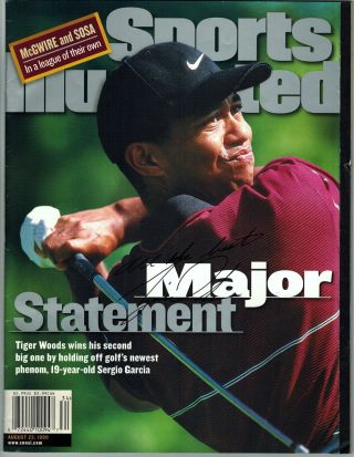 Tiger Woods Autographed Sports Illustrated Aug 23 1999 Jsa Pre - Certified