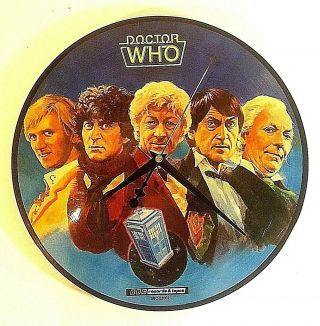 Reverse Face Vintage Era Doctor Who Quartz Wall Clock Made From A Record