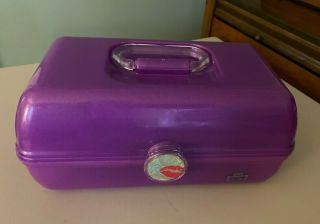 Caboodles On - The - Go Girl Vintage Case Tiered With Mirror - Purple 12 " X 7 " X 6 "