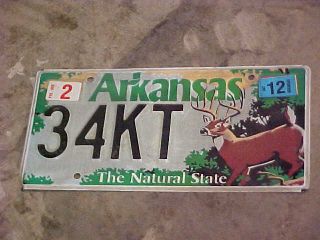 2012 Arkansas White Tail Deer License Plate 34 Kt Plates