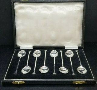 Set Of 8 Barker Bros.  English Sterling Silver Demitasse Spoons