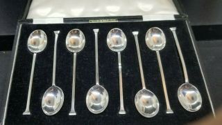 Set of 8 Barker Bros.  English Sterling Silver Demitasse Spoons 3