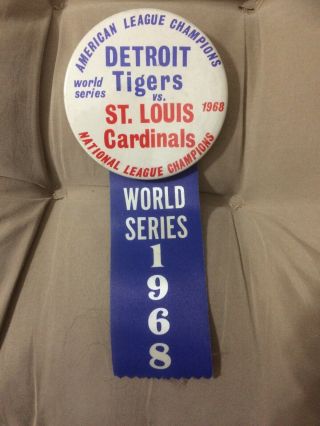 1968 Detroit Tigers Vs St Louis Cardinals Button Pin Very
