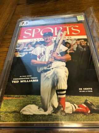 August 1,  1955 Ted Williams Boston Red Sox Sports Illustrated Newsstand Cgc 7.  5