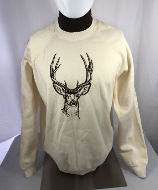 Vintage 1980s 1990s Deer Hunting Turtleneck Pullover Sweater Size Xl