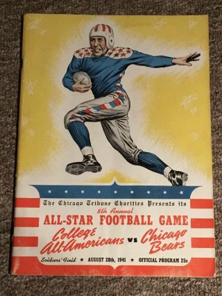 1941 Chicago Bears Vs College All Stars Football Program Jackie Robinson Ucla