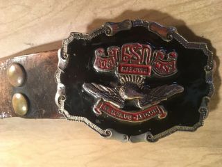 Vintage Harley Davidson Leather Belt With Buckle 44”